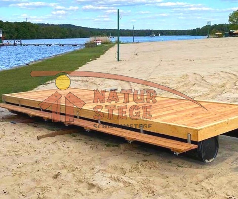 D.04.   Floating dock module 6m x 2m with wooden decking and kayak shelf