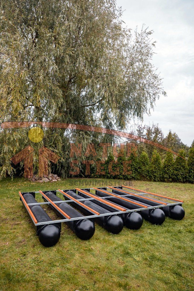 C.06.3  Floating dock module 3m x 4m without wooden decking with wooden slats and round ends